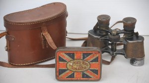 Lot 135 - 2 x pieces - old cased pair Lumiere brand Field Binoculars + Lucky Hit