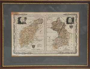 Lot 142 - Framed original c1784 Engraved Double County Map featuring Northampton
