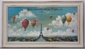 Lot 173 - Framed modern Decorative Hand touched Print - Ballooning over Paris, 1