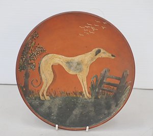 Lot 185 - Vintage c1900 Watcombe Torquay Terracotta Wall Plate w H Painted Nave
