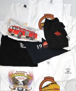 Lot 006 - Box of Modern Motorcycle, Locomotive & Motor Vehicle Themed Shirts