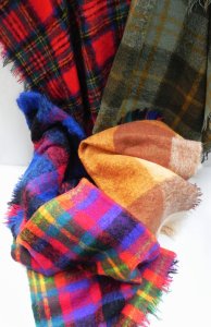 Lot 011 - 6 x Retro Mohair Woollen check Travel rugs inc Retsol Geelong, Glenfie