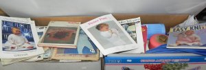 Lot 041 - Large lot of 2 boxes of vintage knitting and dress making patterns, bo