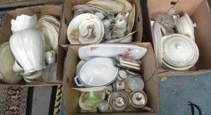 Lot 056 - Large lot of 4 boxes of English and other china inc 7 pce Sandland War