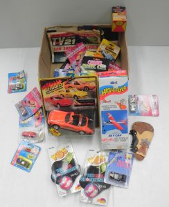 Lot 057 - Box lot of vintage boxed and carded toys inc Bank of NSW My Treasure C