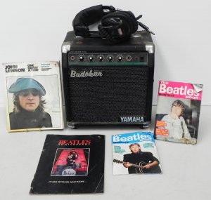 Lot 059 - Group of Vintage music equipment & ephemera inc Yamaha Budokan gui