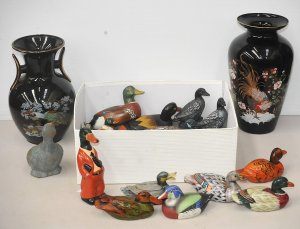Lot 104 - Collection of duck figures inc ceramic, wood, resin, metal (some anthr