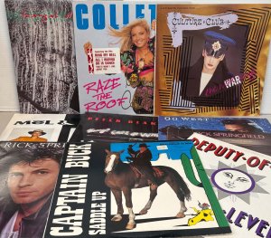 Lot 107 - Lot of Vintage Pop Vinyl LPs & Singles incl Signed Collette Raise