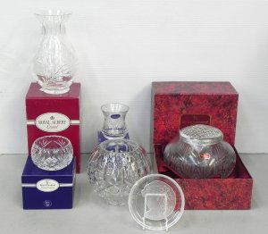 Lot 120 - Group lot of Cystal mostly boxed inc Royal Doulton Rose Bowl, Small Bo