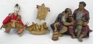 Lot 138 - Group Lot of Oriental Items inc, small Taxidermy snake Chinese Pottey