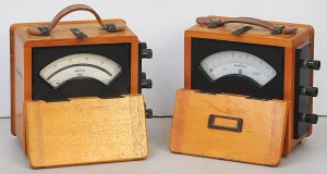 Lot 139 - 2 x Vintage Portable Electrical Meters in Wooden Cases incl Analog AC