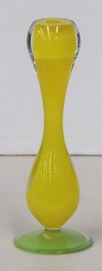 Vintage Gunnel Sahlin for Kosta Boda Candlestick - Clear Cased with Vibrant Yel