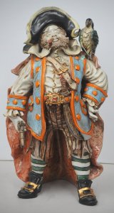 Vintage Italian Ceramic & Terracotta Pirate Figure - Holding pistol with Par