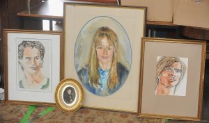 Lot 035 - 4 x Framed Portrait Watercolours - Nornie Gude (1915 - 2004) Portrait