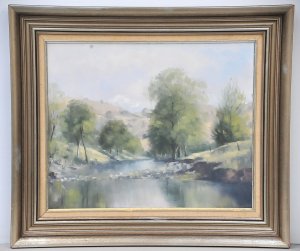 Lot 082 - James Casey (1933 - 2018) Framed Oil Painting - River Scene - signed l