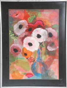 Lot 086 - Patricia Hammond (Active c1980s - 90s) Framed Collage - Anemones &