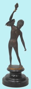 Lot 099 - Vintage bronze figural lamp of an loin-cloth clad beaded Aboriginal ma