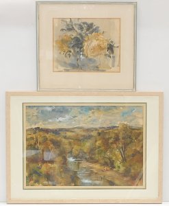 Lot 111 - Nornie Gude (1915 - 2002) 2 x Framed Watercolours - Still Life + Figur