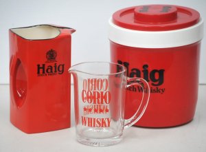 Lot 117 - 3 pces Vintage Barware incl Carlton Ware Haig Scotch Whisky Jug 18cm H