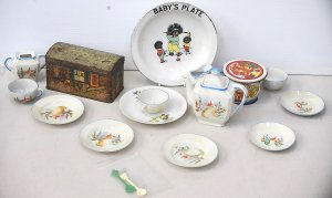 Lot 129 - Group lot vintage Ceramics & Tins - mostly children's inc Japanese