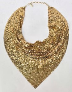 Lot 145 - 1970's Whiting & Davis mesh gold Scarf Necklace