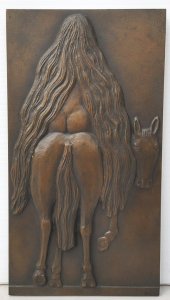 Lot 152 - Signed Australian Michael Meszaros Bronze Lady Godiva Wall plaque date