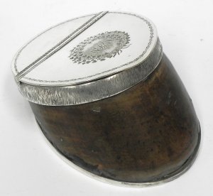 Lot 158 - Victorian Mounted Horse Hoof Ink Well with Silver plate Lid & Fitt