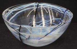 Lot 166 - Kosta Boday Anna Ehrner Glass Contrast Bowl clear with white swirls&am