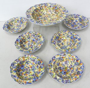 Lot 167 - Group of vintage Crown Ducal All Over Foral ceramics - 7pce Dessert S