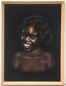 Lot 174 - 1950s Framed Martinus Felt Painting of an Aboriginal Child - Approx 38