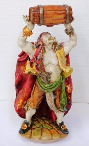 Lot 178 - Vintage Italian terracotta Persian warrior with barrel figurine by Per