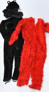 2 x vintage hand made Costumes - Black Furry 1 piece Cat costume w Headress Mask