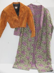 Lot 004 - 2 pces Clothing inc Vintage Suede Fringed cropped Jacket single stud f