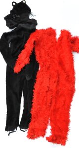 Lot 008 - 2 x vintage hand made Costumes - Black Furry 1 piece Cat costume w Hea