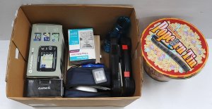 Lot 045 - Box lot - Mixed items - Medical items, Belgian Blue Glass Jars, Digita