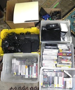 Lot 060 - Large lot 7 x boxes vintage & Modern Gaming Gear - Consoles incl A