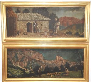 Lot 062 - Artist Unknown (Albanian, c1920s - 40s) Pair Large gilt Framed Oil Pai