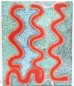 Lot 098 - Hughie Bent (1940 - 2006) Stretched Aboriginal Oil Painting on Canvas