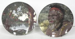 Lot 129 - 2 x Vintage Royal Doulton Australian themed Cabinet plates inc Murry R