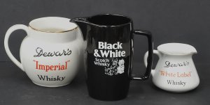 Lot 130 - 3 x Vintage China Whisky Jugs inc, Dewars Imperial By Maddock, Dewars