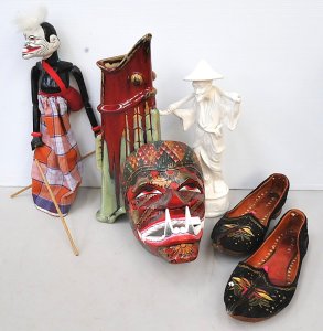 Lot 132 - Group of Eastern items inc drip glazed stylised fish vase (39cm H), Ch