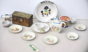 Lot 136 - Group lot vintage Ceramics & Tins - mostly children's inc Japanese