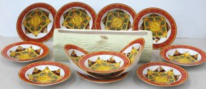 Lot 142 - Group lot ceramics inc Set of 12 Cuga Italy Bowls - Medusa Style face