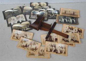 Lot 143 - Group lot Vintage inc Stereoscope Viewer & collection of Stereosco