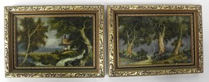 Lot 144 - Robert J Hall (British, Active c1970s - 80s) Pair small Framed Oil Pai