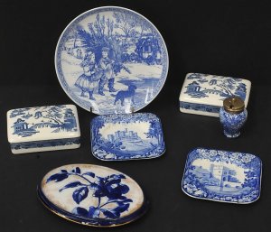 Lot 176 - Group Lot of Vintage Blue and White China inc, 1880s Doulton Burslem t