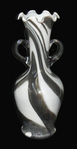 Lot 183 - Vintage 1970s Italian Opaline Art Glass - Black & White swirl with