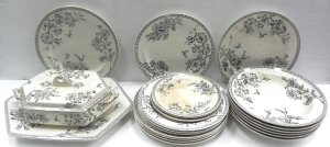 Lot 186 - 1860s to 1880s Wedgwood and Co Clematis dinner ware items inc, lidded