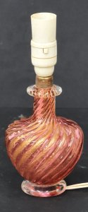 Lot 206 - Vintage Italian Murano Glass lamp base, peach swirl design with Coppe