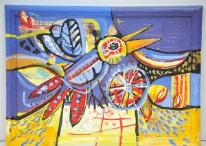 Lot 215 - Sara Catena (Active c2000 2020s) Framed Modernist Oil Painting - The B